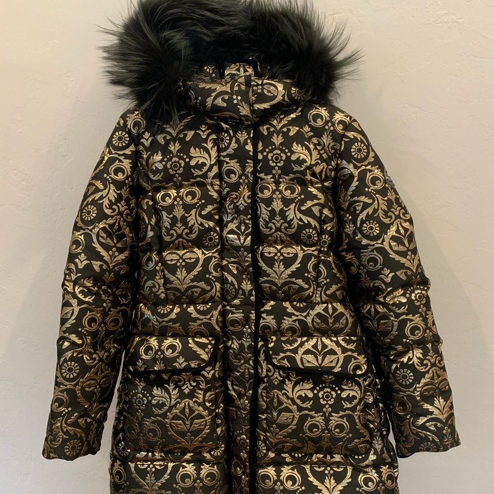 Fendi Brocade Down Jacket with Fur Hood $3890 NWT